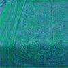 Sanskriti Vintage Sarees Green/Purple Pure Silk Printed Sari 5yd Craft Fabric