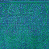 Sanskriti Vintage Sarees Green/Purple Pure Silk Printed Sari 5yd Craft Fabric