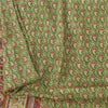 Sanskriti Vintage Sarees Green/Red Indian Pure Silk Print Sari 5yd Craft Fabric