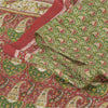 Sanskriti Vintage Sarees Green/Red Indian Pure Silk Print Sari 5yd Craft Fabric