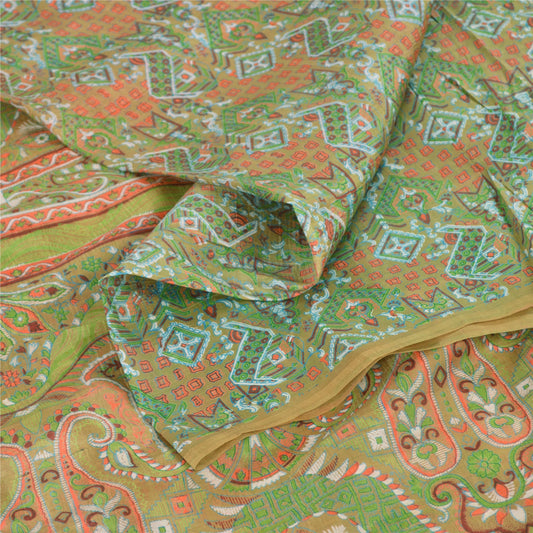 Sanskriti Vintage Sarees Pure Silk Quilting Felting Craft Fabric Printed Sari