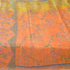 Sanskriti Vintage Sarees Orange/Yellow Pure Silk Printed Sari 6yd Craft Fabric