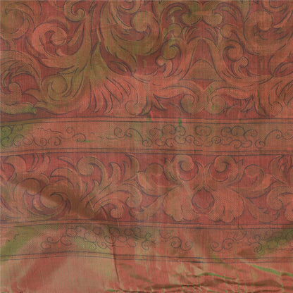 Sanskriti Vintage Sarees Multi Zari Border Pure Silk Print Sari 6yd CraftFabric