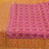 Sanskriti Vintage Sarees Pink/Saffron Pure Silk Bandhani Printed Sari Fabric