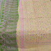 Sanskriti Vintage Sarees Lemon Indian Pure Silk Printed Sari 6yd Craft Fabric