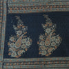 Sanskriti Vintage Sarees From India Dark Blue Pure Silk Printed Sari 5yd Fabric