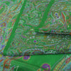 Sanskriti Vintage Sarees Indian Green Pure Silk Printed Sari 6yd Craft Fabric