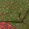 Sanskriti Vintage Sarees Green/Pink Pure Silk Printed Sari 5yd Craft Fabric