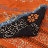 Sanskriti Vintage Sarees Orange/Black Pure Silk Printed Sari 5yd Craft Fabric