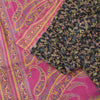 Sanskriti Vintage Sarees Black/Pink Pure Silk Printed Sari 5yd Soft Craft Fabric