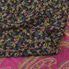 Sanskriti Vintage Sarees Black/Pink Pure Silk Printed Sari 5yd Soft Craft Fabric