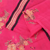 Sanskriti Vintage Sarees Hot Pink Indian Pure Silk Printed Sari 7yd Craft Fabric