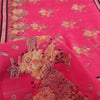 Sanskriti Vintage Sarees Hot Pink Indian Pure Silk Printed Sari 7yd Craft Fabric