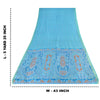 Sanskriti Vintage Sarees Blue Zari Border Pure Silk Print Sari 5yd Craft Fabric