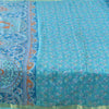 Sanskriti Vintage Sarees Blue Zari Border Pure Silk Print Sari 5yd Craft Fabric