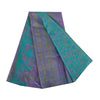 Sanskriti Vintage Sarees Green/Purple Pure Silk Printed Sari 6yd Craft Fabric