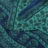 Sanskriti Vintage Sarees Blue Indian Pure Silk Printed Sari 5yd Craft Fabric