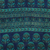 Sanskriti Vintage Sarees Blue Indian Pure Silk Printed Sari 5yd Craft Fabric