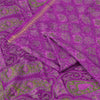 Sanskriti Vintage Sarees Purple Indian Pure Silk Printed Sari 6yd Craft Fabric