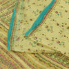 Sanskriti Vintage Sarees Lemon Yellow Pure Silk Printed Sari 6yd Craft Fabric