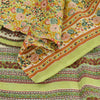 Sanskriti Vintage Sarees Light-Green 100%Pure Silk Printed Sari 5yd Craft Fabric