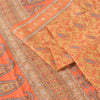 Sanskriti Vintage Sarees Orange Indian Pure Silk Printed Sari 5yd Craft Fabric