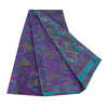 Sanskriti Vintage Sarees Purple/Green Pure Silk Printed Sari 6yd Craft Fabric