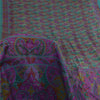 Sanskriti Vintage Sarees Purple/Green Pure Silk Printed Sari 6yd Craft Fabric