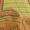 Sanskriti Vintage Sarees Green/Red 100% Pure Silk Printed Sari 5yd Craft Fabric