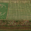 Sanskriti Vintage Sarees Green Indian Pure Silk Printed Sari 6yd Craft Fabric