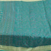 Sanskriti Vintage Sarees Indian Blue Pure Silk Printed Sari 5yd Craft Fabric