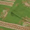 Sanskriti Vintage Sarees Green Indian Pure Silk Printed Sari 6yd Craft Fabric