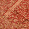 Sanskriti Vintage Sarees Indian Red 100% Pure Silk Printed Sari 5yd Craft Fabric