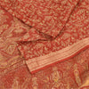 Sanskriti Vintage Sarees Indian Red 100% Pure Silk Printed Sari 5yd Craft Fabric