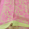 Sanskriti Vintage Sarees Pink/Green 100% Pure Silk Printed Sari 5yd Craft Fabric