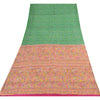 Sanskriti Vintage Sarees Green Indian Pure Silk Printed Sari 6yd Craft Fabric