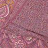 Sanskriti Vintage Sarees Mauve Indian Pure Silk Printed Sari 5yd Craft Fabric