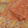 Sanskriti Vintage Sarees Indian Peach Pure Silk Printed Sari 5yd Craft Fabric