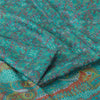 Sanskriti Vintage Sarees Aquamarine Blue Pure Silk Printed Sari 5yd Craft Fabric