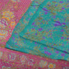 Sanskriti Vintage Sarees Blue/Pink Pure Silk Printed Sari 5yd Soft Craft Fabric