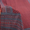 Sanskriti Vintage Sarees Red-Grayish Blue Pure Silk Print Sari 5yd Craft Fabric