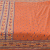 Sanskriti Vintage Sarees Orange/Blue Pure Silk Printed Sari 6yd Craft Fabric