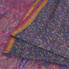 Sanskriti Vintage Sarees Purple Zari Border Pure Silk Printed Sari Craft Fabric