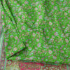 Sanskriti Vintage Sarees Indian Green Pure Silk Printed Sari 5yd Craft Fabric