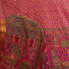 Sanskriti Vintage Sarees Pink Zari Border Pure Silk Print Sari 6yd Craft Fabric