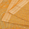 Sanskriti Vintage Sarees Yellow Indian Pure Silk Printed Sari 5yd Craft Fabric