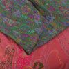 Sanskriti Vintage Sarees Green Indian Pure Silk Printed Sari Floral Craft Fabric