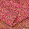 Sanskriti Vintage Sarees Dark Pink 100% Pure Silk Printed Sari 5yd Craft Fabric