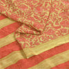 Sanskriti Vintage Sarees Cream/Pink 100% Pure Silk Printed Sari 5yd Craft Fabric