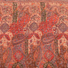 Sanskriti Vintage Sarees Peach Zari Border Pure Silk Print Sari 6yd Craft Fabric